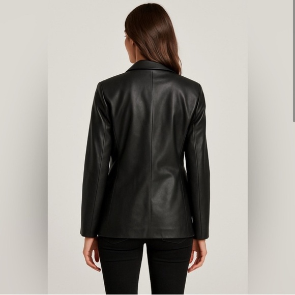 Rebecca Minkoff Black Lambskin Leather Blazer/Size Small - Picture 2 of 10